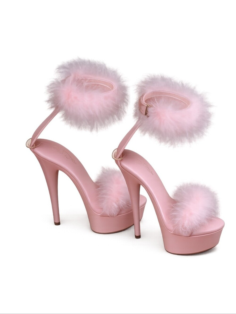 💕 Shuzumiao Pink Fluffy Platform Heels | Marabou Fur Stiletto Sandals | Size 8